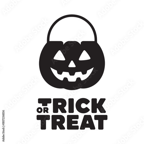 Classic halloween trick or treat jack o lantern bucket icon