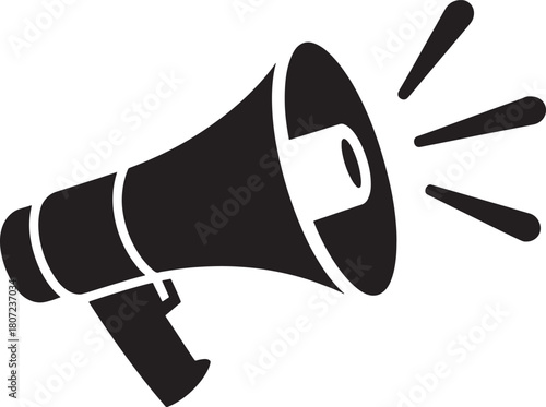 Black megaphone icon with sound waves on white background loudspeaker bullhorn