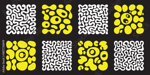 organic blob maze pattern set with abstract fluid shapes for modern backgrounds