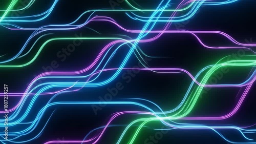 Futuristic Digital Data Streams Glowing Lines Background.