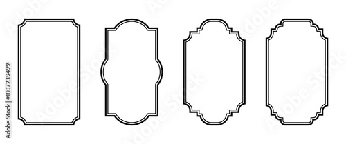 Classic ornamental frame outline set with elegant vintage shapes for labels packaging signage border decoration and creative design projects in clean black line style