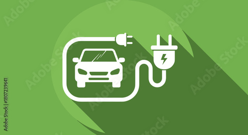 Drive electric a green energy concept with modern electric car charging in an environmentally friendly way