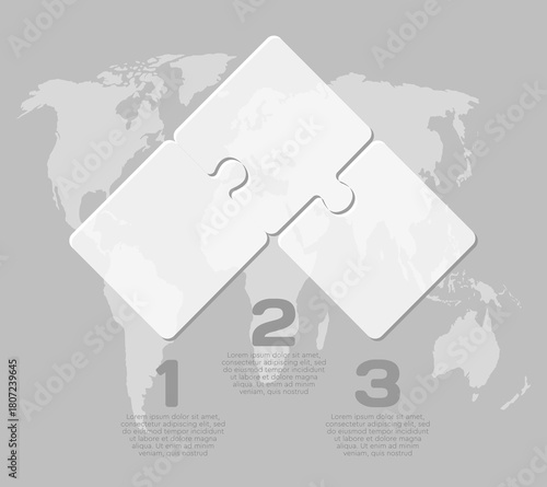 Three steps line infographic, puzzle diagram