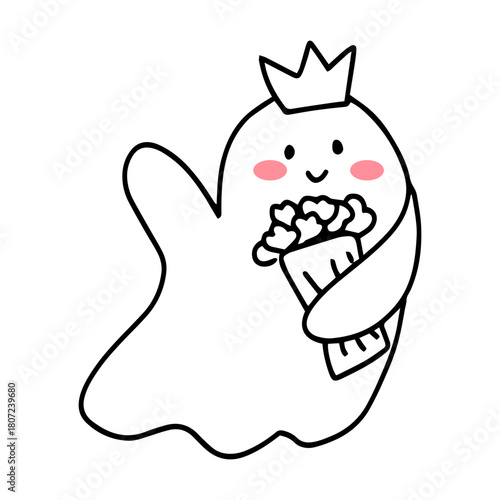 Kawaiii Cute Ghost Illustrations for Halloween and Spooky Themes. wearing costume