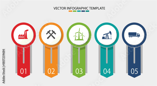 Visually engaging infographic template showcasing key business steps for success with energy and industry icons