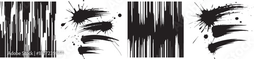 ink splatter and vertical streak texture set with bold grunge brush effects