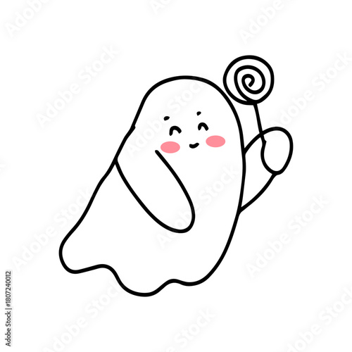 Kawaiii Cute Ghost Illustrations for Halloween and Spooky Themes. wearing costume