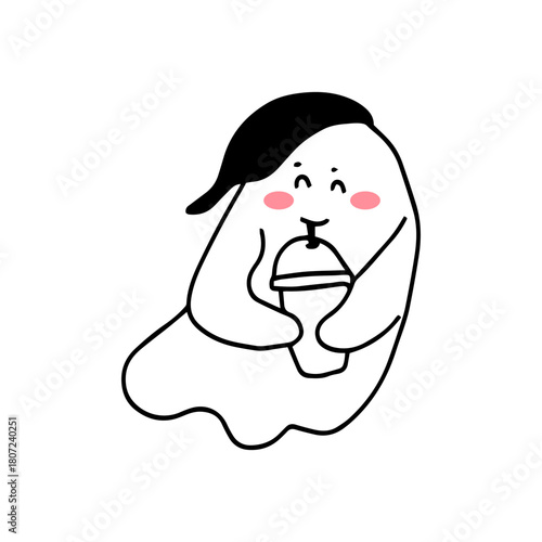 Outline Cute Ghost  for Halloween and Spooky Themes