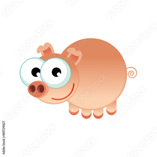 Cartoon Pig with Googly Eyes A Charming Illustration for Kids and Animal Lovers