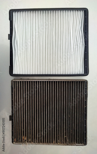 Old and new car filter.