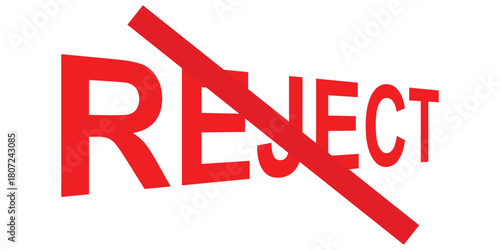 Rejected stamp vector, red reject mark label illustration.