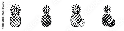 Pineapple icon in linear and clipart style pack on white background.