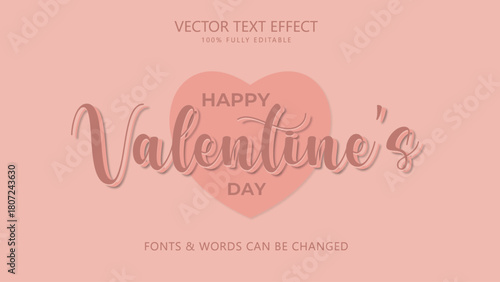 Happy valentine day script editable text effect