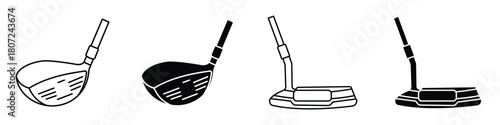 Putter icon in linear and clipart style pack on white background.