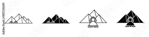 Pyramids icon in linear and clipart style pack on white background.