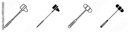 reflex hammer icon in linear and clipart style pack on white background.