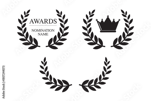 Award logo set. Nominate an elegant banner. Award laurel wreath. Best choice, first place or reward labels isolated on white background.