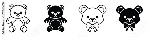 Soft toy icon in linear and clipart style pack on white background.