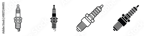 Spark plug icon in linear and clipart style pack on white background.