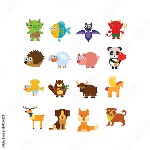 Colorful Cartoon Animal Collection Diverse Characters for Creative Design