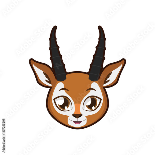 Cute Gazelle Face Illustration - Adorable Animal Cartoon Character