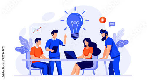 Dynamic team brainstorming innovative business ideas in modern office setting for professional success and growth