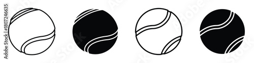 Tennis ball icon in linear and clipart style pack on white background.