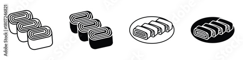 Tomagoyaki icon in linear and clipart style pack on white background.