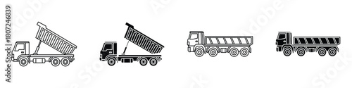 Tipper icon in linear and clipart style pack on white background.