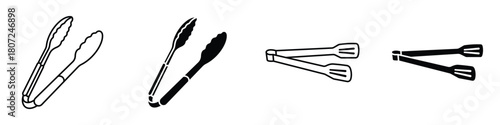 tongs icon in linear and clipart style pack on white background.