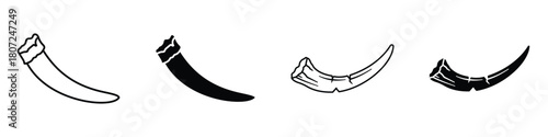 Tusk icon in linear and clipart style pack on white background.