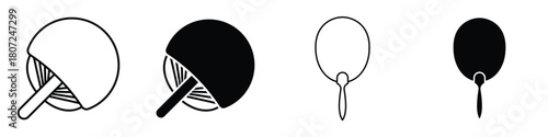 Uchiwa fan icon in linear and clipart style pack on white background.