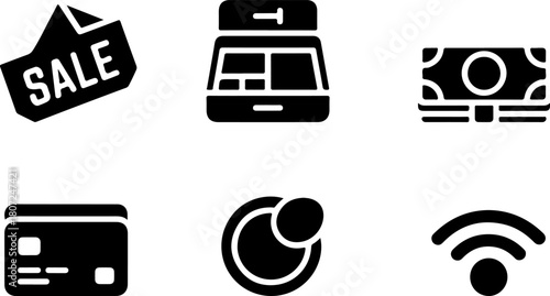 Illustrative financial savings sale concept featuring cash register credit card and money for commercial usage and user interface design