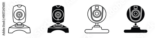 Web camera icon in linear and clipart style pack on white background.