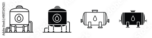 Water tank icon in linear and clipart style pack on white background.
