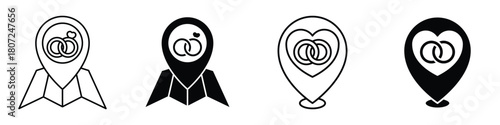Wedding Location icon in linear and clipart style pack on white background.