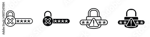 Wrong password code icon in linear and clipart style pack on white background.