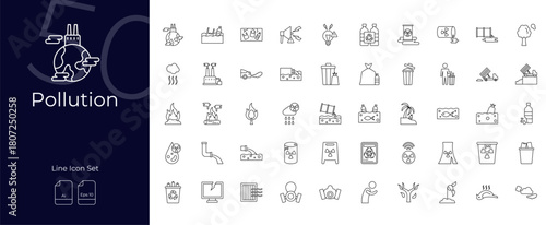 Pollution Line Editable Icons set