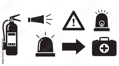 Emergency and Safety Icons Set.