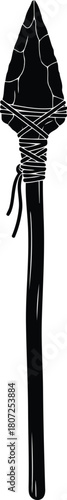 Ancient tribal spear weapon primitive hunting tool archaeological artifact symbol of power and tradition vector