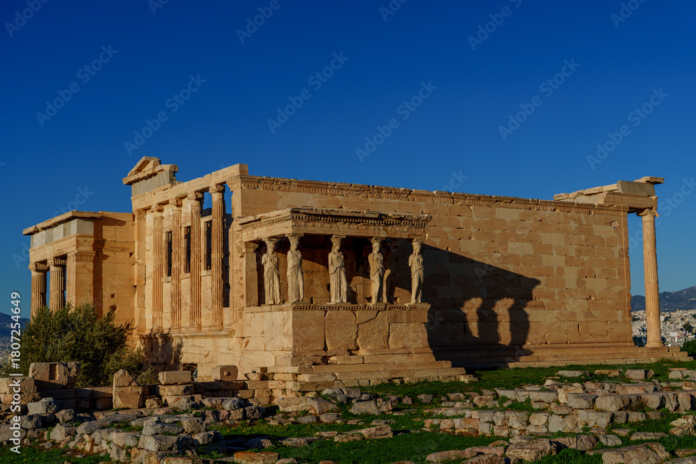 Naklejka premium Erechtheion temple and Caryatid porch on the Acropolis