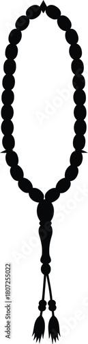 Islamic prayer beads tasbih rosary digital art silhouette sacred object for meditation and worship vector