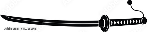 Elegant japanese katana sword samurai weapon warrior blade sharp steel combat illustration vector