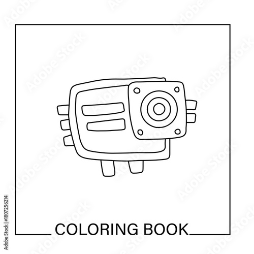Diving equipment coloring book Isolated on white background