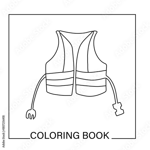Diving equipment coloring book Isolated on white background