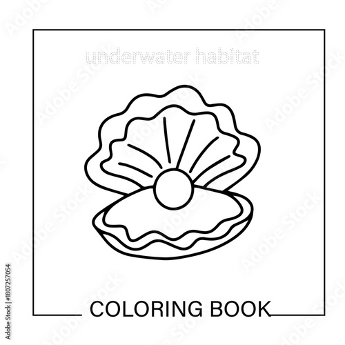 Coloring book. Cartoon set of funny fishes. pearl, star, lion sea, whale coloring book for presschool