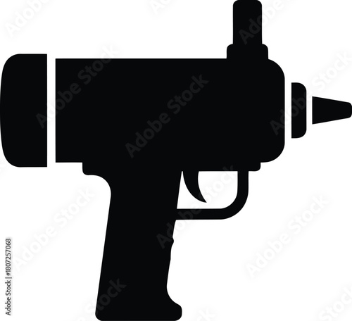 Industrial hot glue gun tool silhouette vector illustration icon for construction manufacturing repair and crafting projects vector