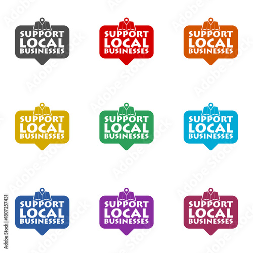 Support local businesses icon isolated on white background. Set icons colorful