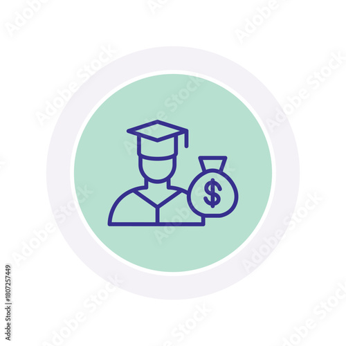 Student Loan color circle icon , vector, pixel perfect, illustrator file 

