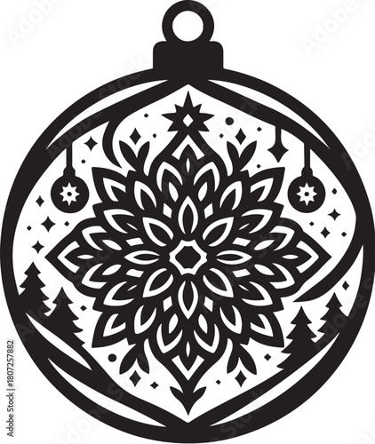 Deluxe Snowflake Mandala Christmas Ornament ? Papercut Silhouette Design.eps